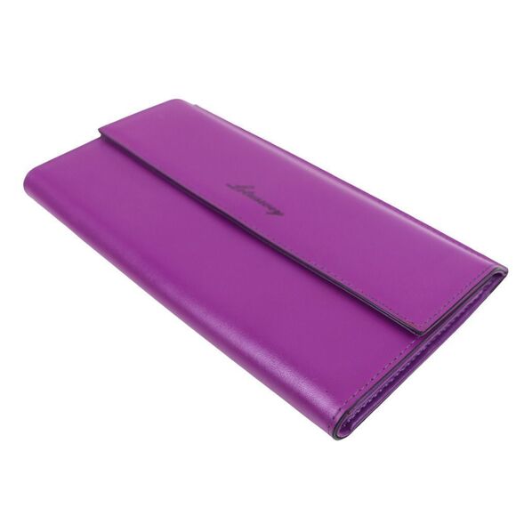 LOTUSWEY PURPLE GENUINE LEATHER CLASP BILL HOLDER ID CARD WALLET CLUTCH PURSE - Picture 3 of 7